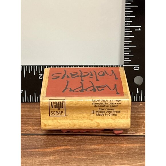 Vap Scrap Happy Holidays Wood MOUNTED Rubber Stamp BY ELLEN VENER - Picture 3 of 4